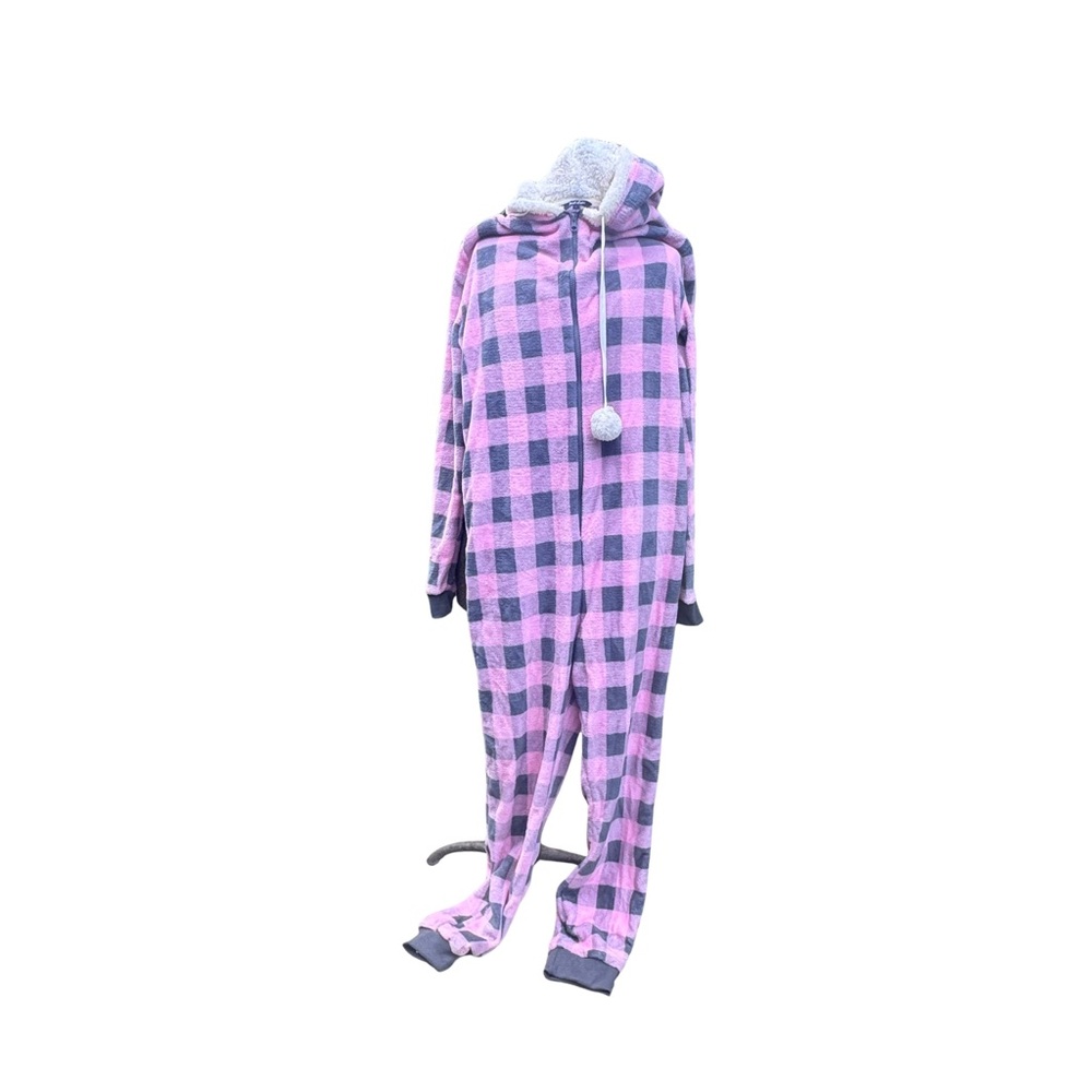 Just Love Pink and Black Plaid Pajama Onesie